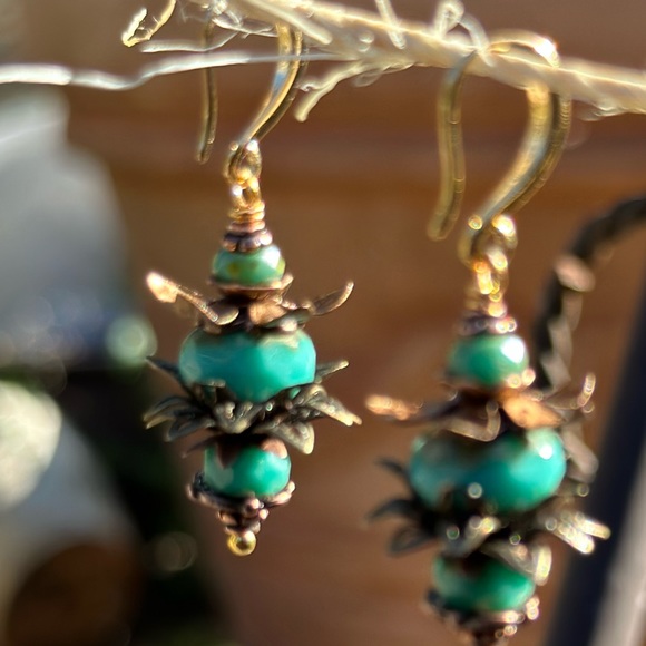 HandCrafted Artisan Earrings, Forbidden Fruit~ Aqua Vita, Made to Order - Picture 3 of 8